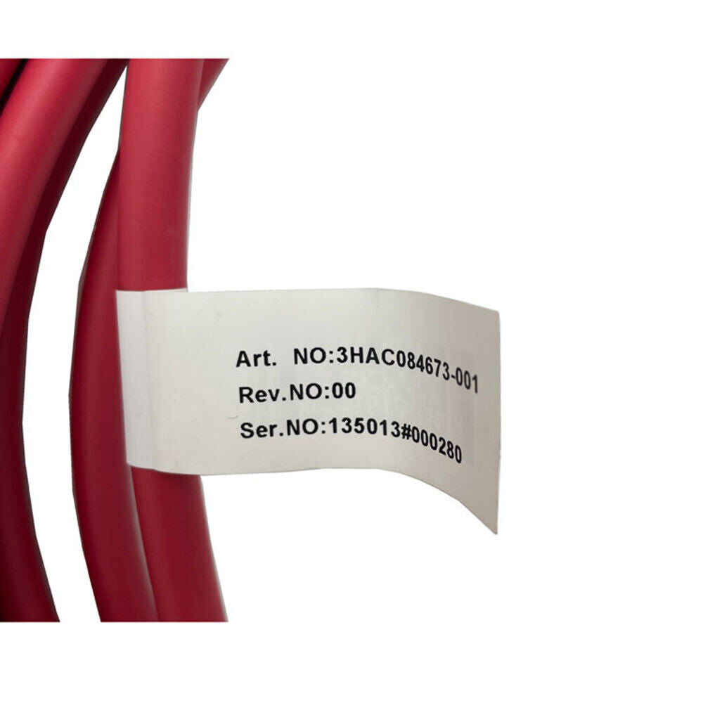 ABB 3HAC084673-001 teach pendant cable, red cable with label detail, industrial automation part.
