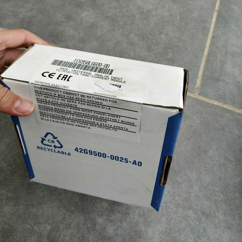 FANUC IC695ALG600-DD Universal Analog Input Module box, General Electric, PLC spare part, recyclable packaging.