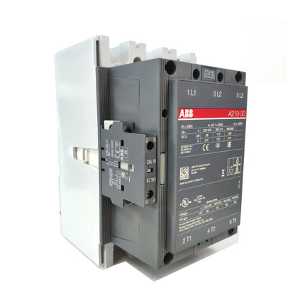 ABB A210-30-11 3-Phase Contactor. AC24, 110V, 220-230V and 380-400V options. Industrial automation component.