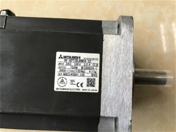 Mitsubishi HF-KP73BJKW04-S2 AC servo motor, black body and silver flange, Made in Japan, 750W output, fast shipping