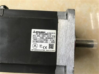 Mitsubishi HF-KP73BJKW04-S2 AC servo motor, black body and silver flange, Made in Japan, 750W output, fast shipping
