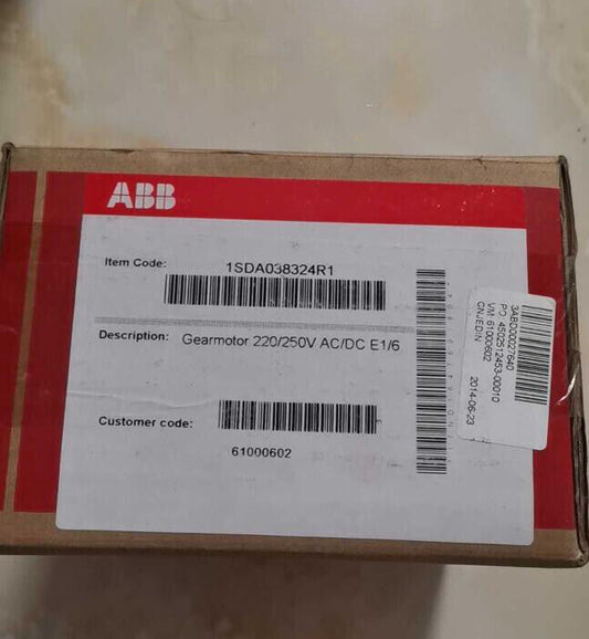 ABB 1SDA038324R1 Gearmotor, industrial automation part, 220/250V AC/DC E1/6, new condition, fast shipping