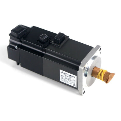 Mitsubishi HF-KP43B AC Servo Motor, industrial automation part, black with silver flange.