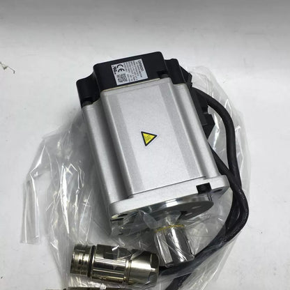 Omron R88M-G75030H-S2-D Servo Motor, industrial automation part, silver color with black cables, new condition.