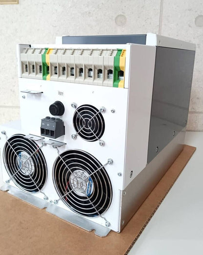 B&R ACOPOS 1640 servo drive, white metal housing, cooling fans, terminals and connectors.