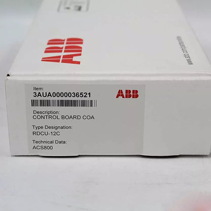 ABB RDCU-12C IO Control Board box, product details: 3AUA0000036521, CONTROL BOARD COA, ACS800. Industrial automation part.