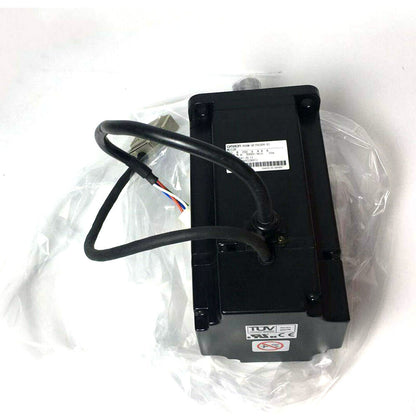 Omron R88M-UE75030V-S1 servo motor, black body with label and wires, in plastic packaging.