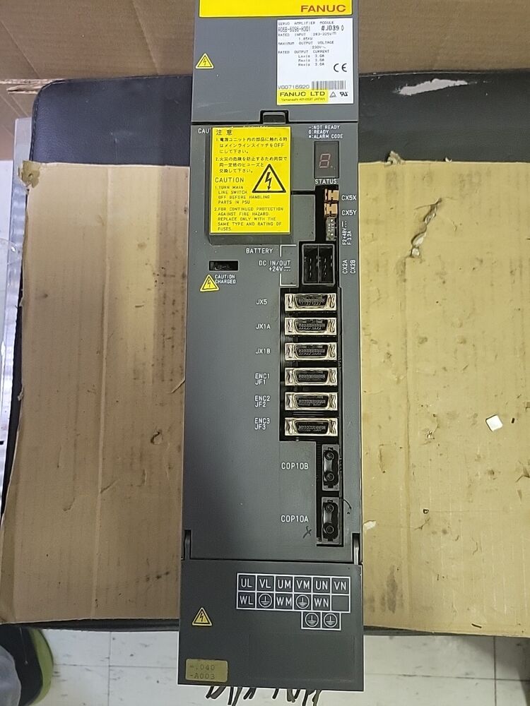 FANUC A06B-6096-H301 Servo Drive, industrial automation part, connectors and indicators detail.