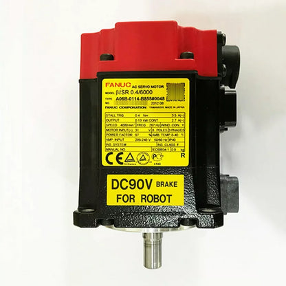 FANUC A06B-0114-B855#0048 servo motor with DC90V brake for robot applications, black and red design