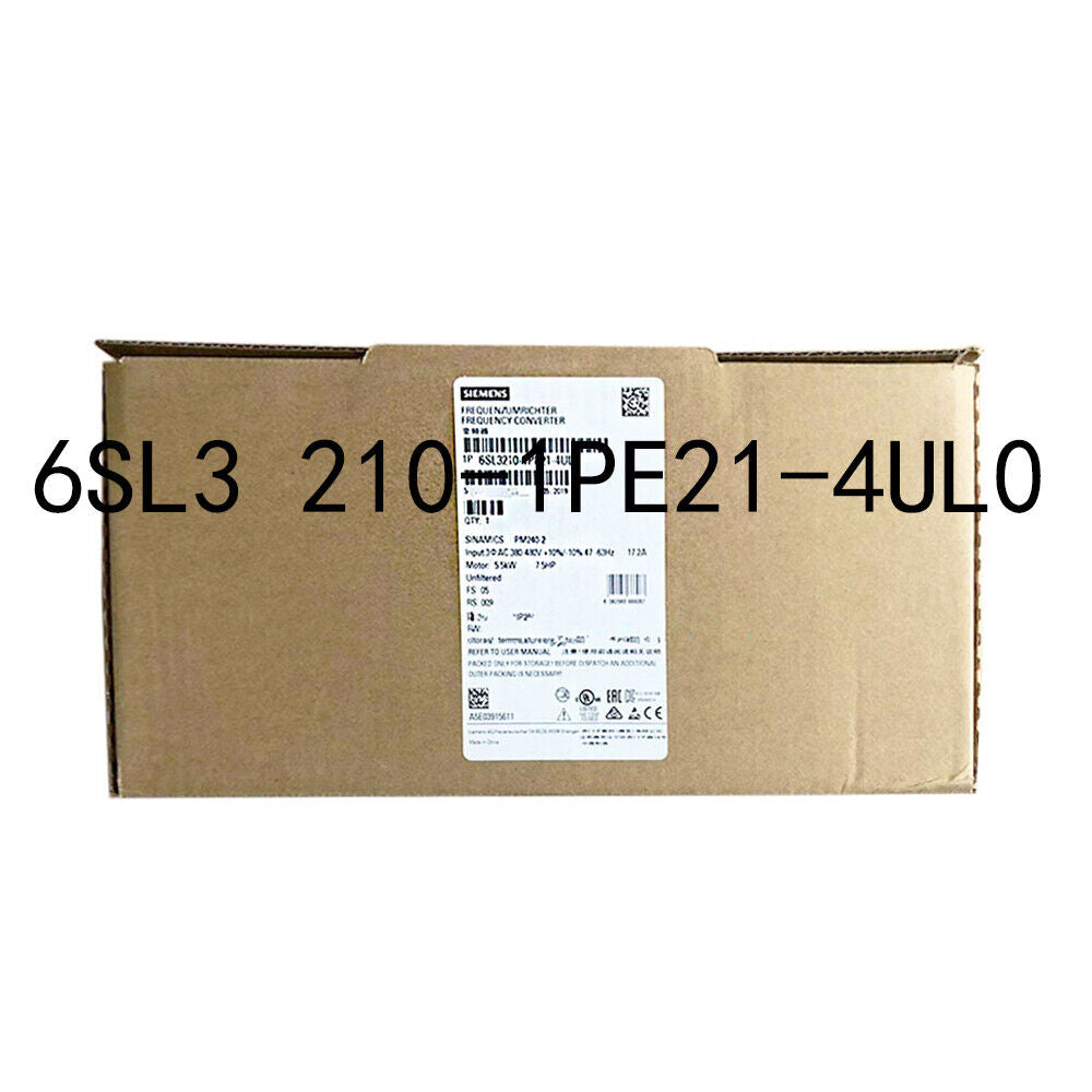 Siemens SINAMICS PM240-2 frequency converter, model 6SL3210-1PE21-4UL0, industrial automation part in box.