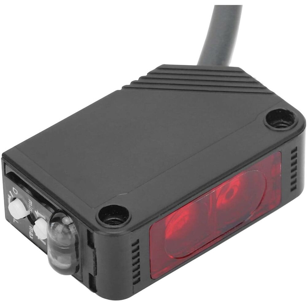 Omron E3Z-D62 Photoelectric Sensor, black housing, visible red lens and clear emitter, industrial automation component.