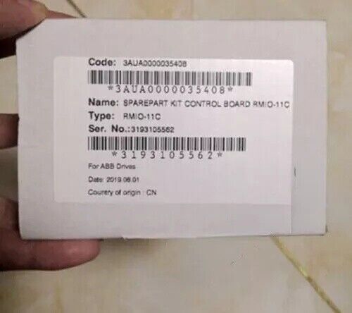 ABB RMIO-11C CPU control board spare part, product label with codes and serial number