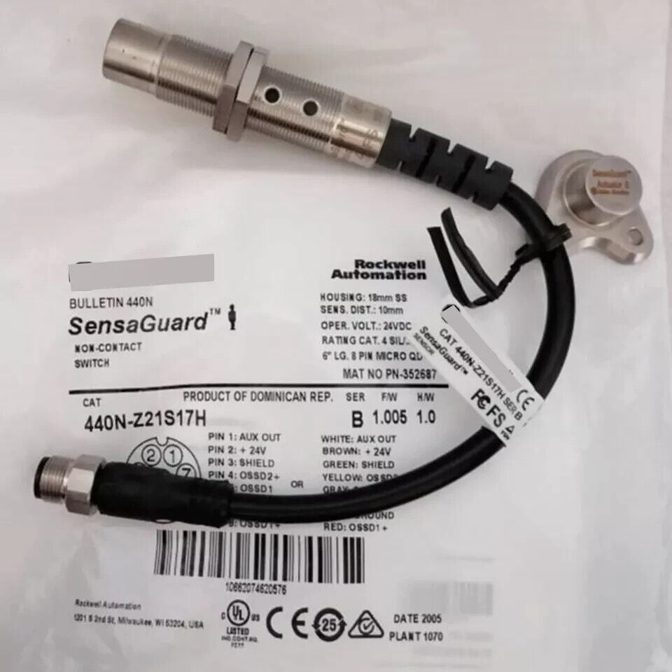 Allen-Bradley 440N-Z21S17H SensaGuard Non-Contact Safety Switch, Stainless Steel Housing, M12 Connector