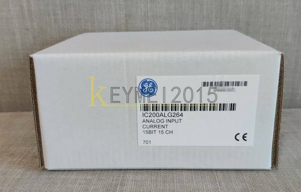 GE IC200ALG264 Analog Input Module in a box, white, featuring product information.