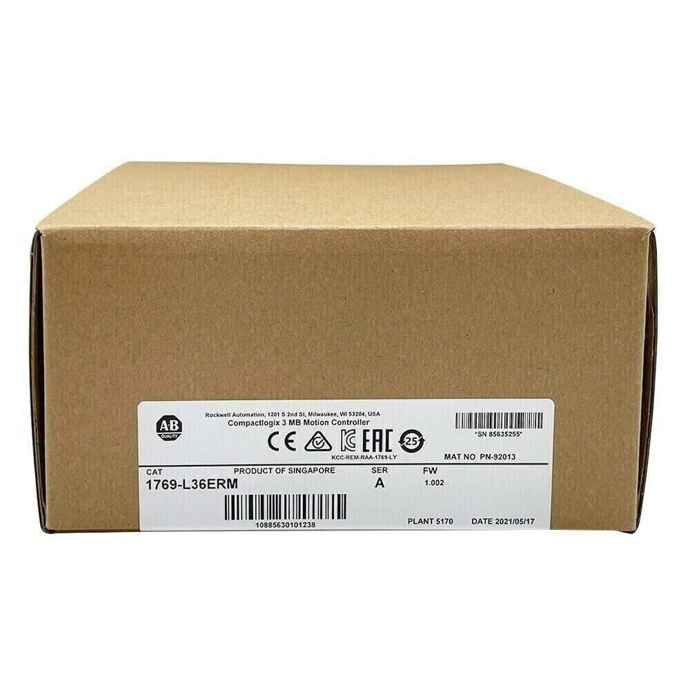 Allen-Bradley 1769-L36ERM CompactLogix Controller box, Singapore, certifications, manufacturing details.