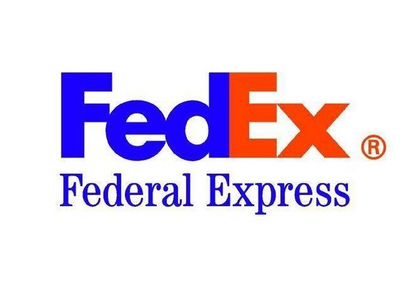 FedEx Federal Express logo, blue and orange, express shipping.