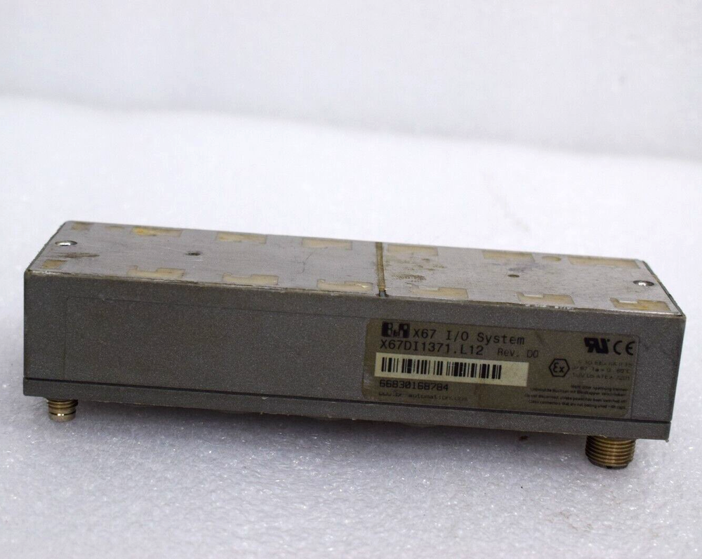 B&R X67DI1371.L12 Digital Input Module, industrial automation I/O system with label, gray.