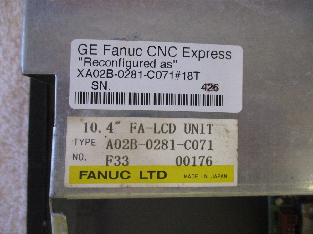GE Fanuc 18i-T Display Monitor A02B-0281-C071, industrial automation part, featuring FANUC LTD.