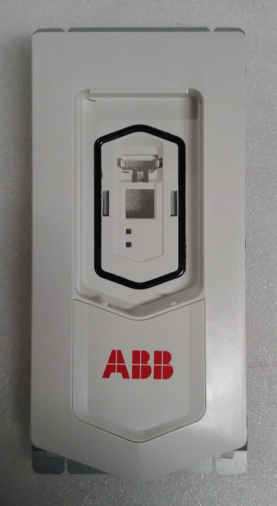 ABB DPMP-01 Control Panel Mounting Platform Kit component. White plastic with black seal and ABB logo.