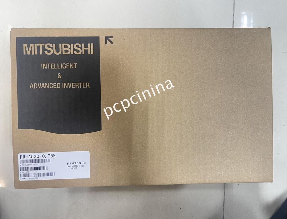 Mitsubishi FR-A520-0.75K Inverter box, product specifications for industrial automation.