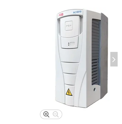 ABB ACS510-01-025A-4 Inverter, white industrial drive unit with ACS510 text and warning symbol.