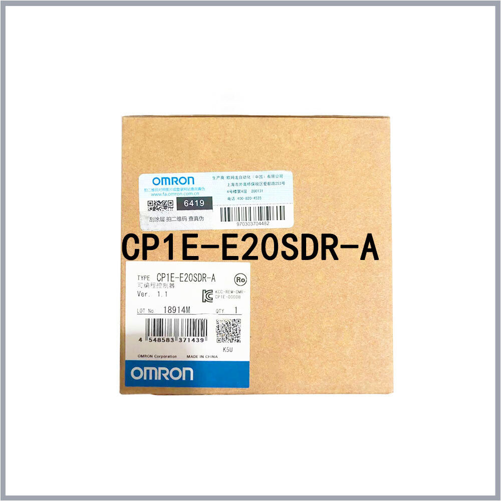 Omron CP1E-E20SDR-A Programmable Controller unit box, product packaging, with text label