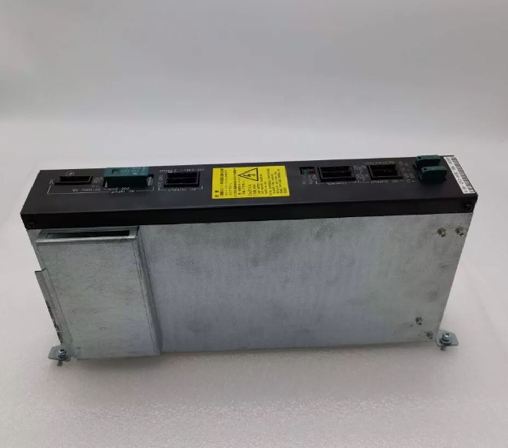 FANUC A16B-1212-0950 power supply, PLC component with warning labels and output ports, industrial automation part.