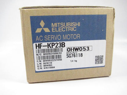 Mitsubishi HF-KP23B AC Servo Motor in original packaging, new in box, SG76118, industrial automation part.