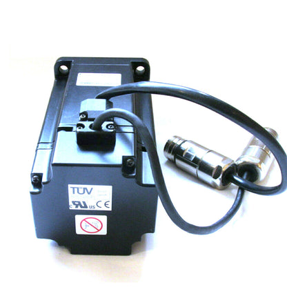 YASKAWA SGMAH-08AAA61D-OY Servo Motor with Cables. Black Motor with CE mark, industrial automation.