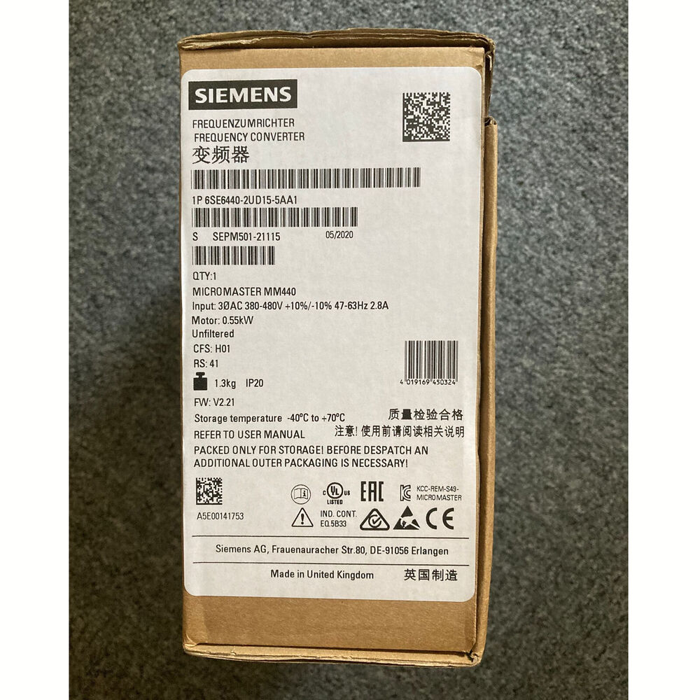 Siemens MICROMASTER 440 frequency converter, 6SE6440-2UD15-5AA1, industrial automation part.