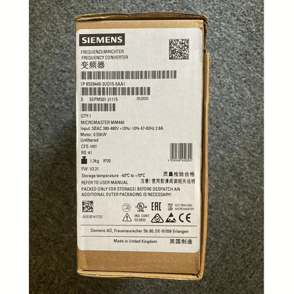 Siemens MICROMASTER 440 frequency converter, 6SE6440-2UD15-5AA1, industrial automation part.