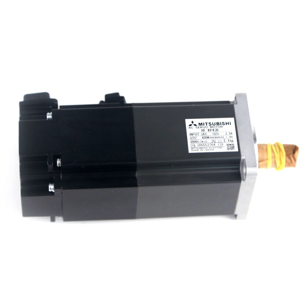 Mitsubishi HF-KP43B AC Servo Motor, black and silver industrial automation part, 400W output, 3000r/min
