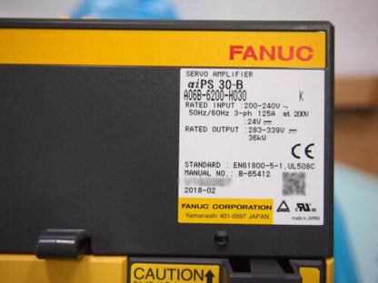 FANUC A06B-6200-H030 Servo Amplifier. Industrial automation part with specifications and CE marking.