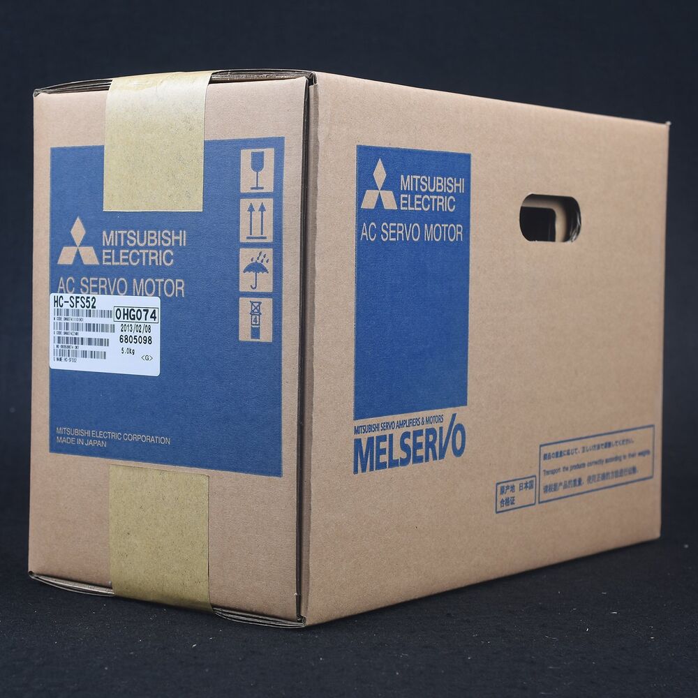 Mitsubishi HC-SFS52 AC Servo Motor in box, product packaging, Melservo series, made in Japan