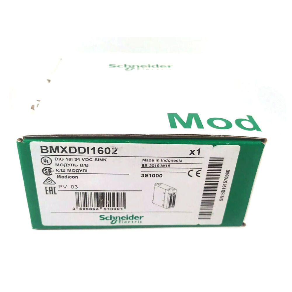 Schneider Electric BMXDDI1602 digital input module box, Modicon M340 PLC, 16 channel 24VDC input.