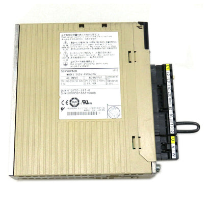 YASKAWA SGDV-R90A01A servo drive, industrial automation component, beige and black, with product information labels