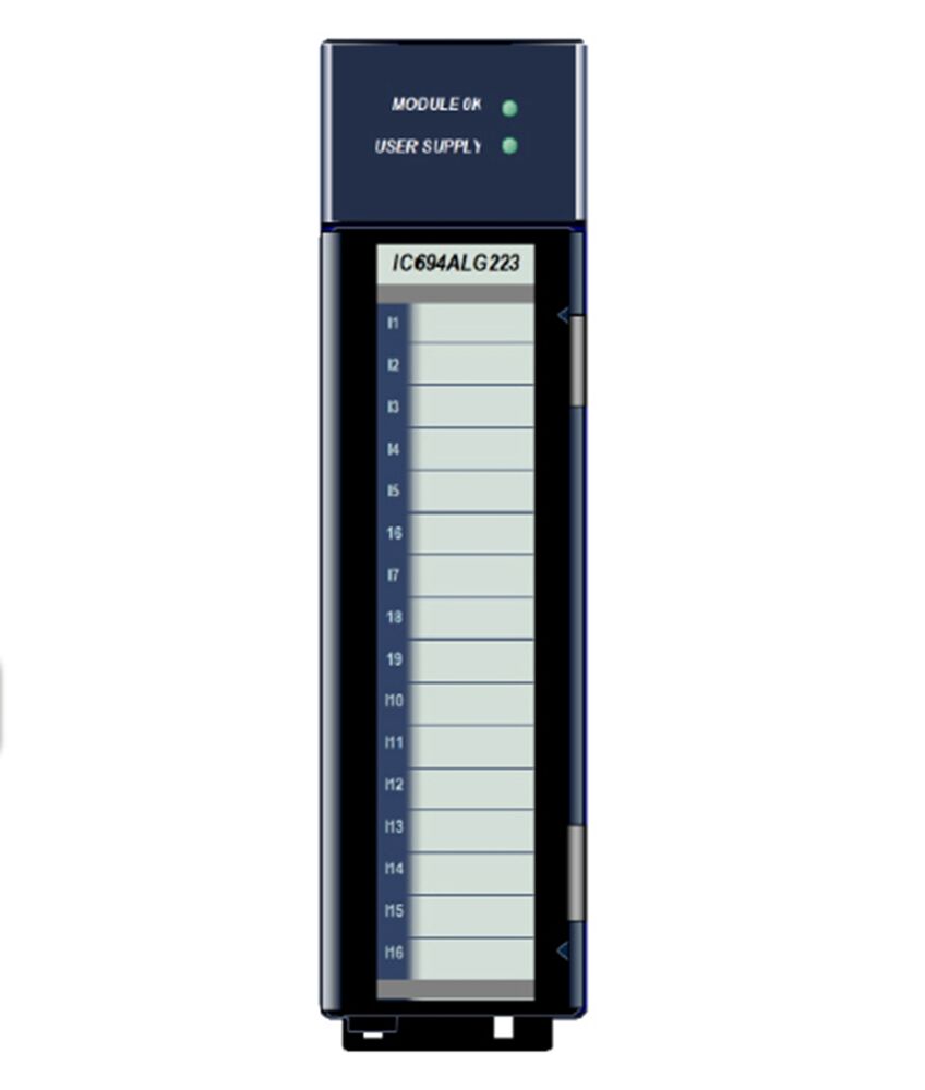 FANUC IC694ALG223 Analog Output Module, PLC component with status indicators. Industrial automation part.