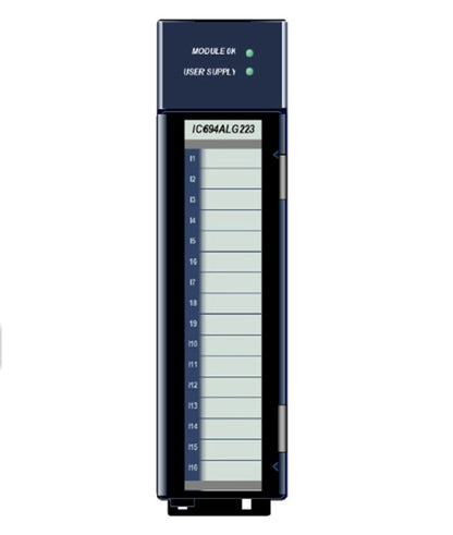 FANUC IC694ALG223 Analog Output Module, PLC component with status indicators. Industrial automation part.