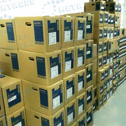 Stacked Mitsubishi MR-J3-20A-EE036 Servo Drive boxes, product packaging