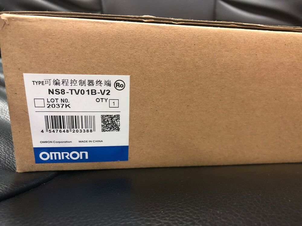OMRON NS8-TV01B-V2 Touch Screen Panel packaging, new in box, brown cardboard box with product label