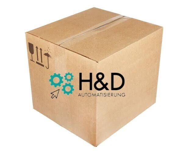 Brown cardboard box with automation equipment H&D Automatisierung logo, product packaging