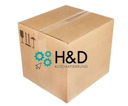 Brown cardboard box with automation equipment H&D Automatisierung logo, product packaging