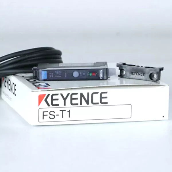 KEYENCE FS-T1 Fiber Optic Sensor, industrial automation component with black cable, new in box