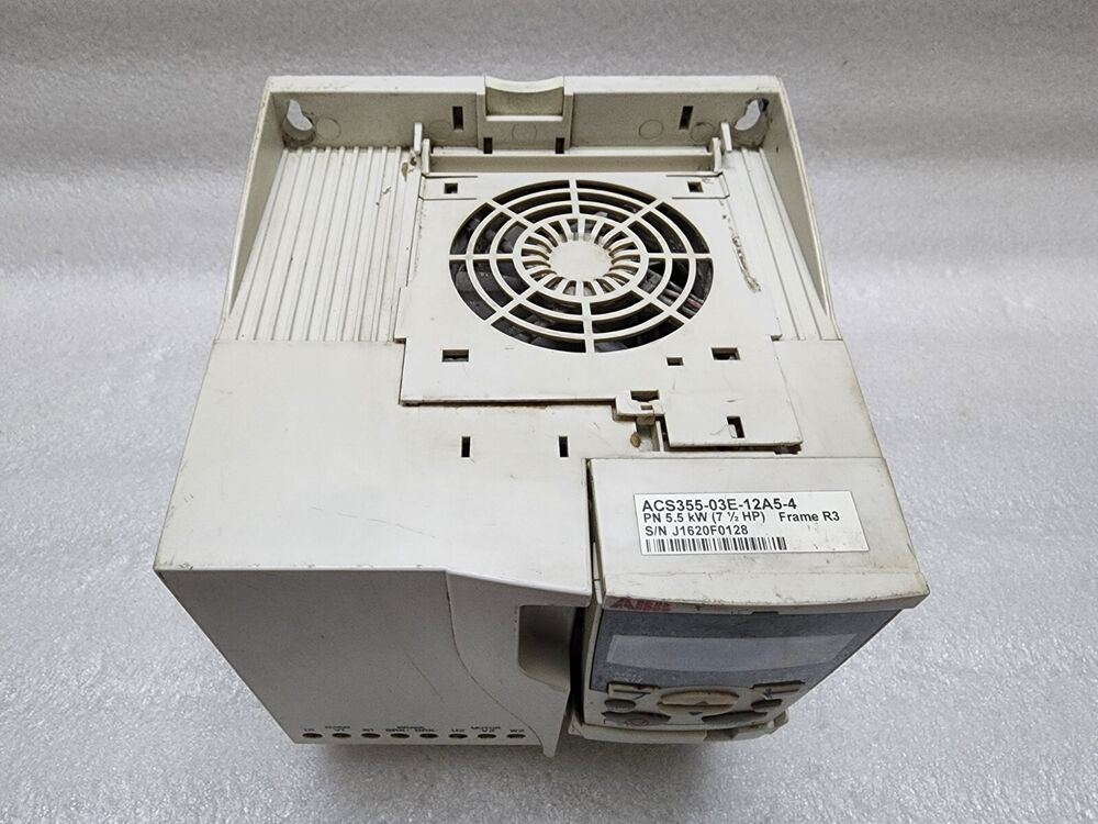 ABB ACS355-03E-12A5-4 AC drive, white with control panel, industrial automation part, 5.5kW, Frame R3.