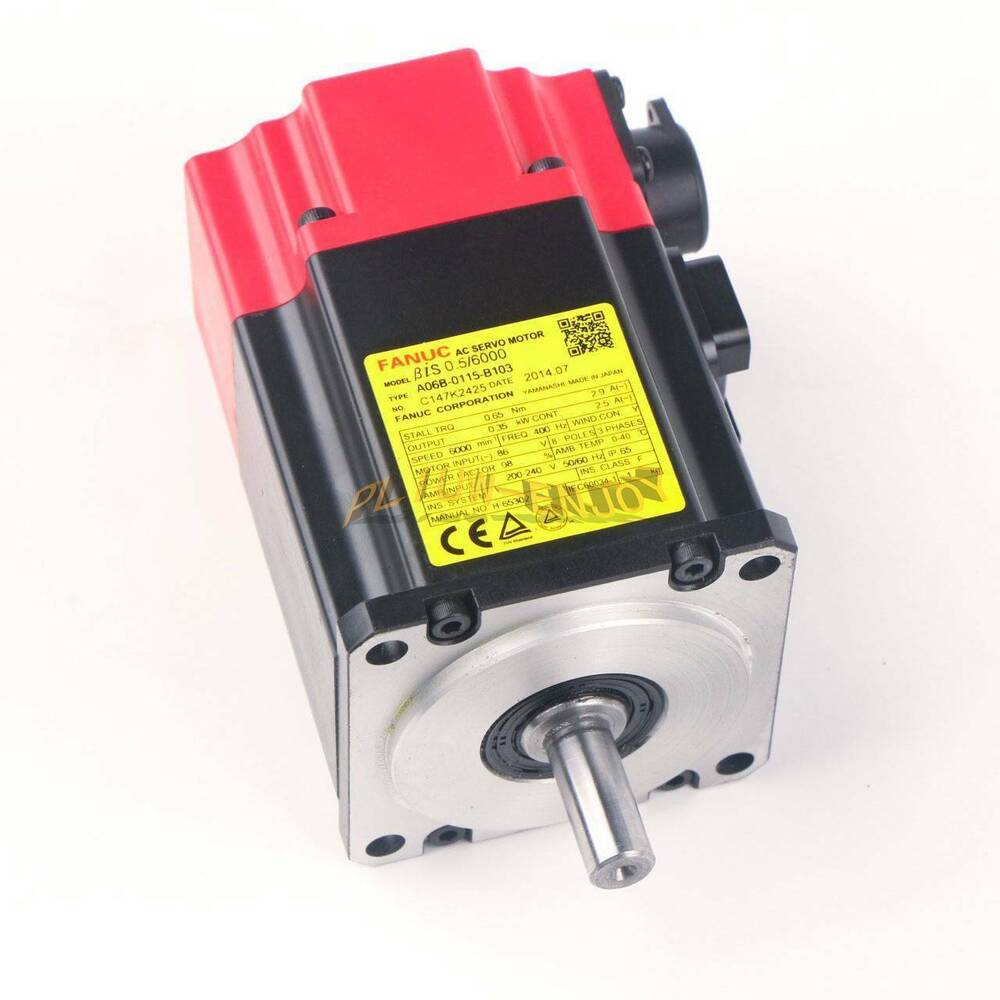 FANUC A06B-0115-B103 Servo Motor NEW, industrial automation part with yellow label, black and red housing.