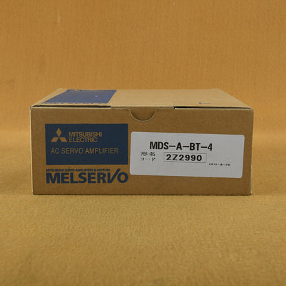 Mitsubishi MDS-A-BT-4 Servo Driver box. Featuring the product name and Mitsubishi Electric logo, for industrial automation.