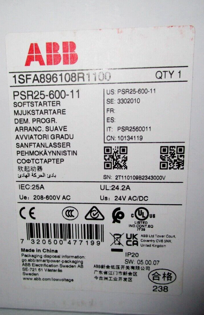 PSR25-600-11 Original Genuine ABB Soft Starter FAST SHIPPING