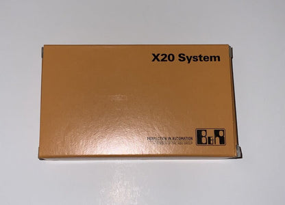 B&R X20 System Output Module box, brown package for industrial automation equipment, X20 System printed.