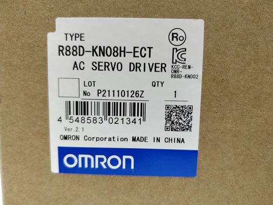 Omron R88D-KN08H-ECT AC Servo Driver label, product detail.