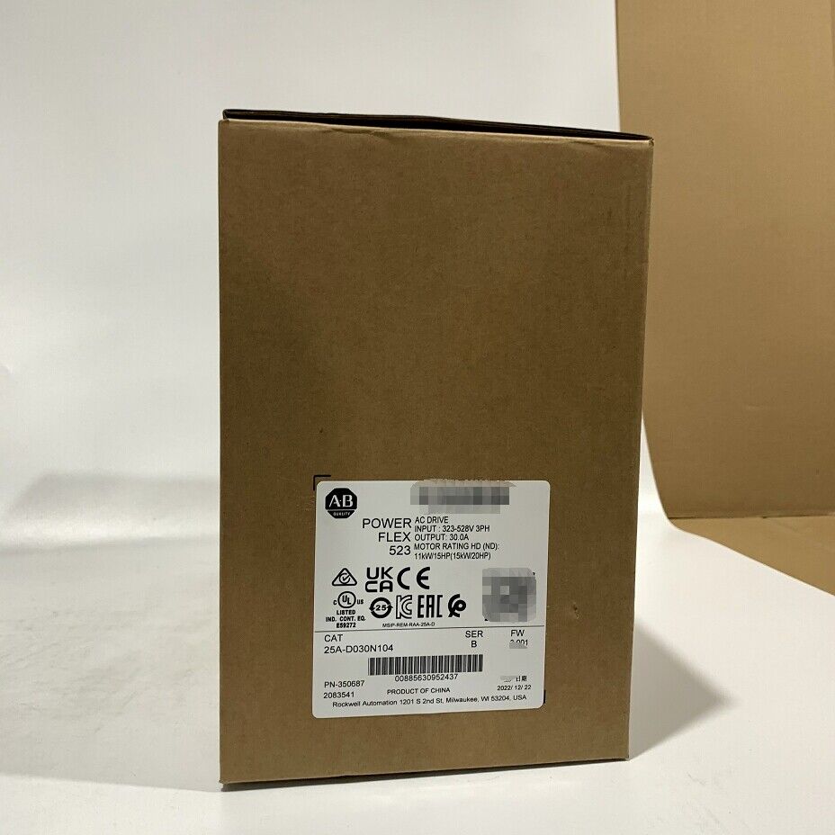 Allen-Bradley PowerFlex 523 AC Drive in original packaging, CAT 25A-D030N104, new sealed
